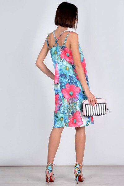 Горячий летний сарафан мини из текстиля Patriciа C15329 белый,розовый - фото 4