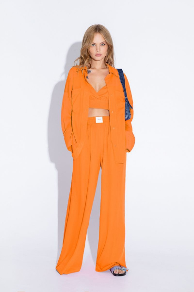 Костюм из вискозы с рубашкой, топом и брюками PiRS 4615 оранжевый - фото 4