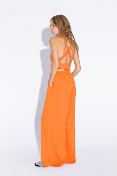 Костюм из вискозы с рубашкой, топом и брюками PiRS 4615 оранжевый - фото 3