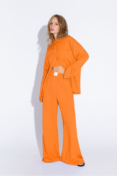 Костюм из вискозы с рубашкой, топом и брюками PiRS 4615 оранжевый - фото 1