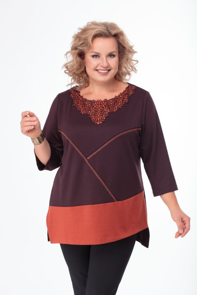 Блуза Anelli 341 бордо - фото 5