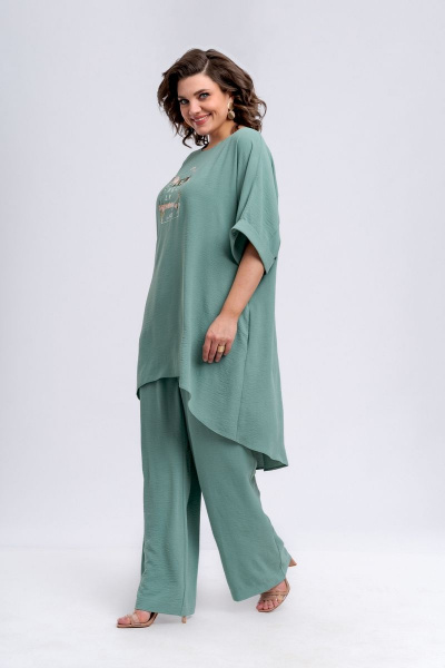 Комплект блузка и брюки из хлопка для летнего стиля на каждый день Almirastyle 292 - фото 3