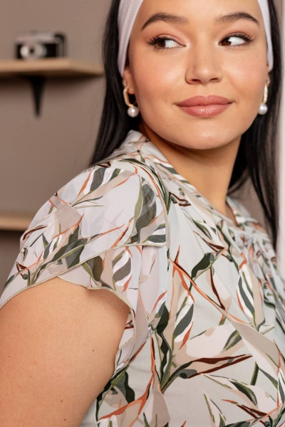 Блуза свободная из трикотажа и шифона для повседневных образов LindaLux 1-378/1 ласточки - фото 10