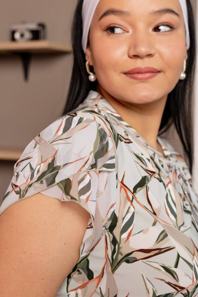 Блуза свободная из трикотажа и шифона для повседневных образов LindaLux 1-378/1 ласточки - фото 8