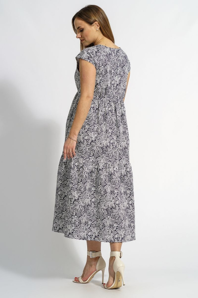 Голубое платье трапеция с коротким рукавом из хлопка Медея и К 2200 бело-голубое - фото 9