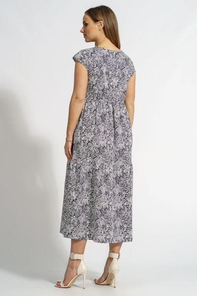 Голубое платье трапеция с коротким рукавом из хлопка Медея и К 2200 бело-голубое - фото 8