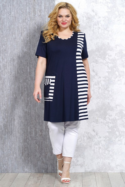 Туника расширенного силуэта из вискозы и трикотажа Медея и К 2154 - фото 4