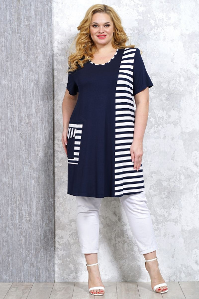 Туника расширенного силуэта из вискозы и трикотажа Медея и К 2154 - фото 2