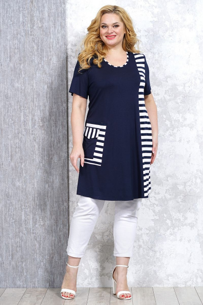 Туника расширенного силуэта из вискозы и трикотажа Медея и К 2154 - фото 1