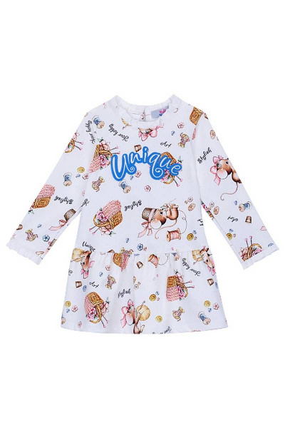 Платье для девочки из трикотажа с кружевом и принтом Bell Bimbo 192042 набивной - фото 1