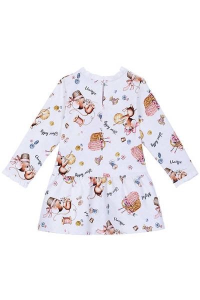 Платье для девочки из трикотажа с кружевом и принтом Bell Bimbo 192042 набивной - фото 2