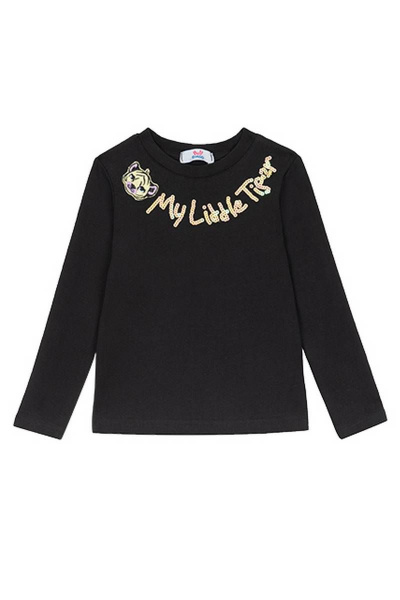 Джемпер из хлопка с принтом для девочки в повседневном стиле Bell Bimbo 192067 черный - фото 1