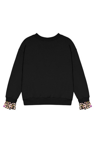 Джемпер с тигрёнком и контрастными манжетами из хлопка Bell Bimbo 192068 черный - фото 2