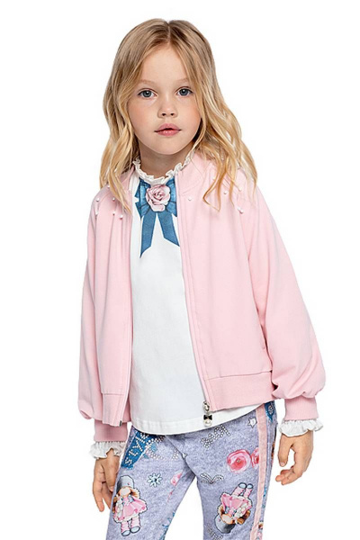 Жакет для девочки с высоким воротником и принтом сзади Bell Bimbo 192070 св.розовый - фото 1