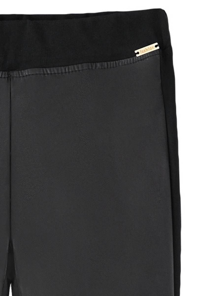 Брюки из трикотажа и экокожи на демисезон для девочки Bell Bimbo 192072 черный - фото 3