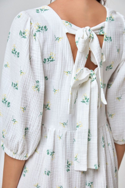 Оверсайз платье из муслина с V-образным вырезом Anelli 1295 мимоза - фото 2