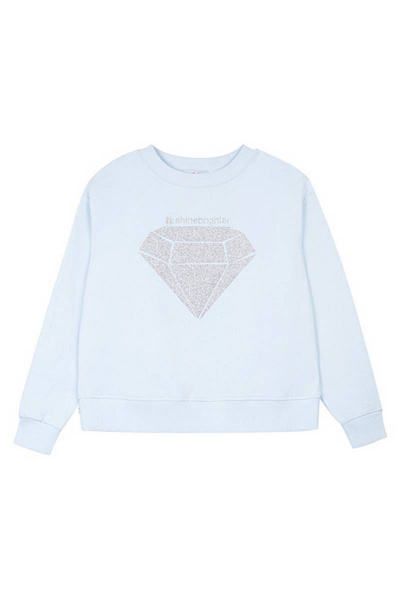 Джемпер с алмазным рисунком и лампасами для девочки Bell Bimbo 192108 св.голубой - фото 3