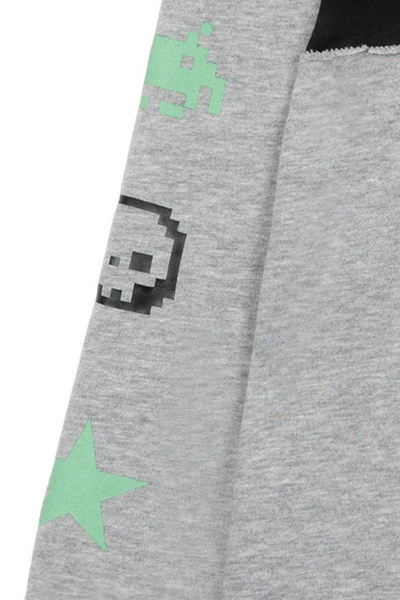 Худи с полосой и принтом для мальчика в спортивном стиле Bell Bimbo 192167/1 св.серый меланж - фото 5