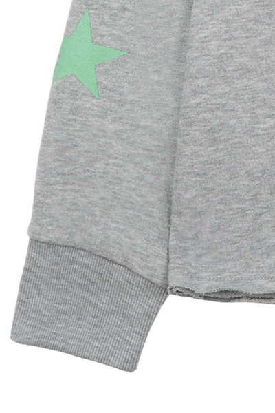 Худи с полосой и принтом для мальчика в спортивном стиле Bell Bimbo 192167/1 св.серый меланж - фото 6