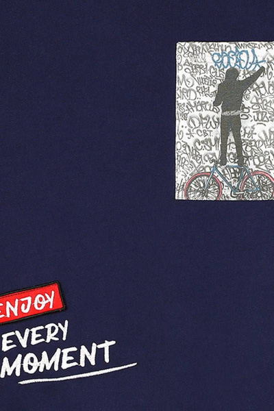 Джемпер с принтами и вставками для мальчика из футера Bell Bimbo 192175/1 т.синий - фото 5