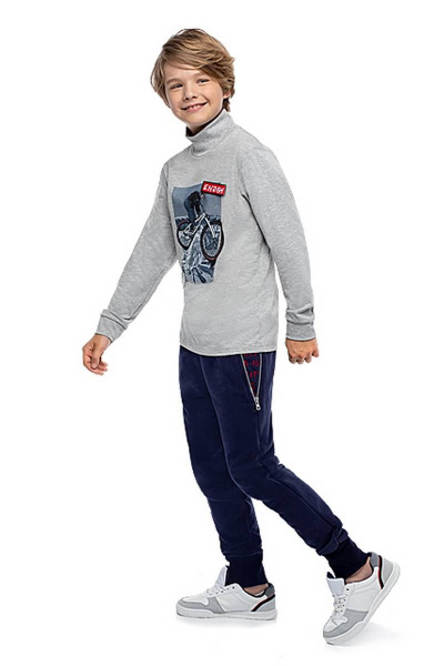 Спортивные брюки зауженного силуэта из футера Bell Bimbo 192176 т.синий - фото 2