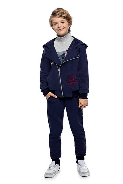 Спортивные брюки зауженного силуэта из футера Bell Bimbo 192176 т.синий - фото 3