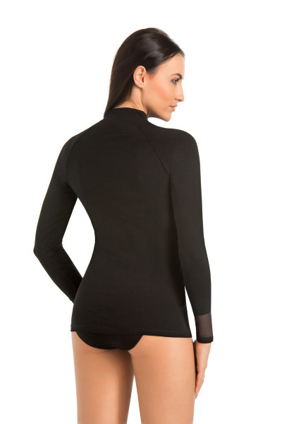 Классическая блузка из вискозы с полупрозрачными манжетами Teyli 179243/158,164 черный - фото 2