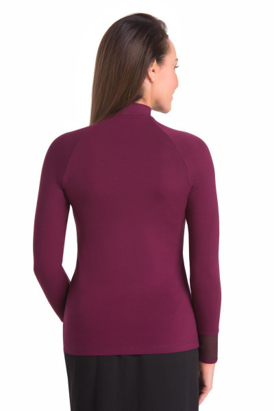 Фиолетовая блуза из вискозы с полупрозрачными манжетами Teyli 179243/158,164 баклажан - фото 2