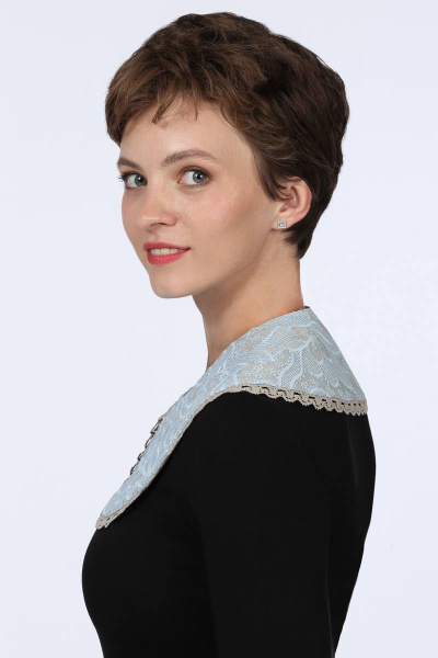 Круглогодичный голубой воротник из кружева и льна Полинушка 1228 голубое_кружево - фото 2