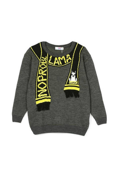 Демисезонный джемпер из хлопка и трикотажа, серый Bell Bimbo 198305 серый меланж - фото 1