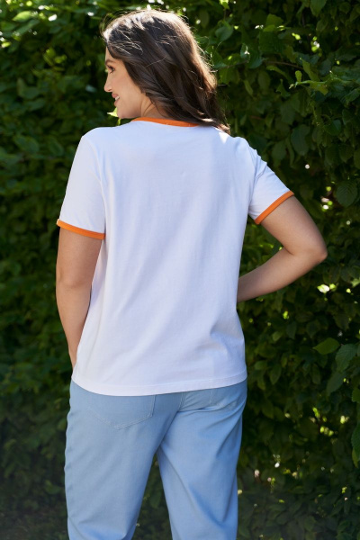 Белая блуза с коротким рукавом и декоративной печатью Andina city 3005 - фото 2