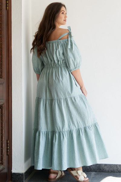 Бирюзовое платье с крэш-эффектом и открытыми плечами Andina city 8012 мята - фото 2