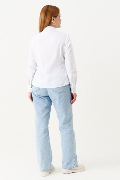 Блуза из хлопка с рубашечным воротником и пуговицами Панда 151940w белый - фото 2