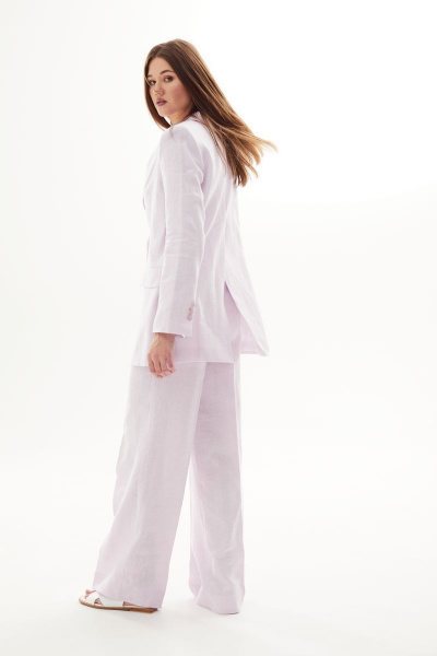 Костюм двухпредметный из льна с лацканами и складками DAVA 157 розовый - фото 3