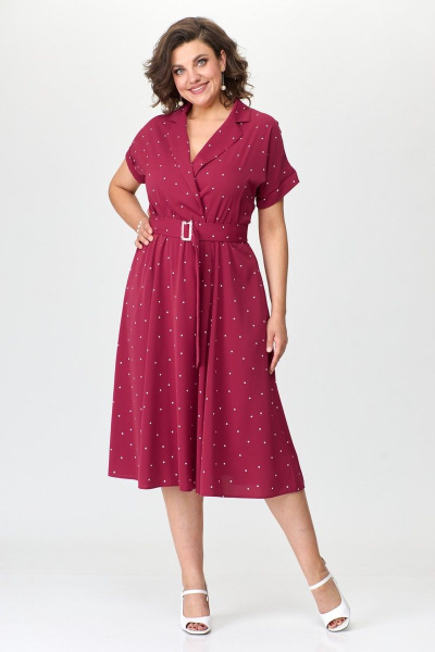 Платье T&N 7407 вишня/мелкий_горошек - фото 1