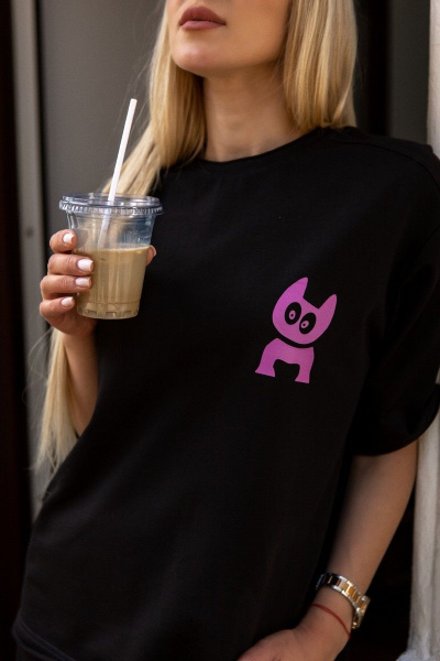 Черные спортивные брюки с футболкой из хлопка USOVA 004-1 - фото 11