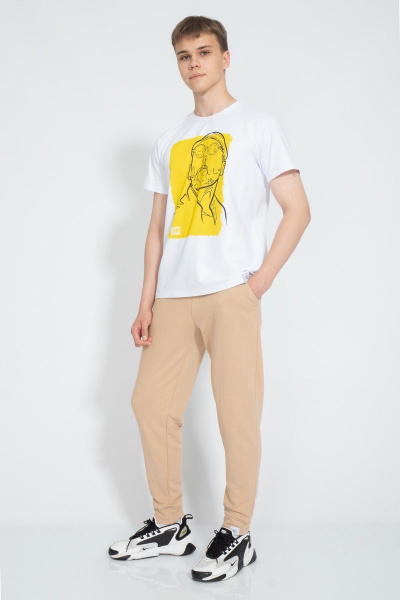 Белая мужская футболка классического кроя из хлопка Kivviwear 1010.29 - фото 7