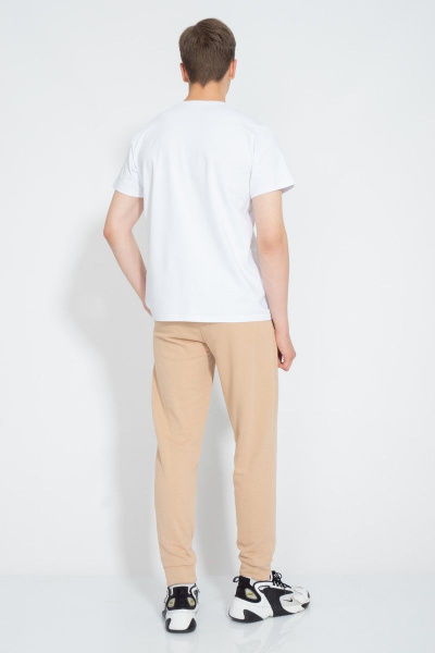 Белая мужская футболка классического кроя из хлопка Kivviwear 1010.29 - фото 5