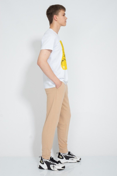 Белая мужская футболка классического кроя из хлопка Kivviwear 1010.29 - фото 4