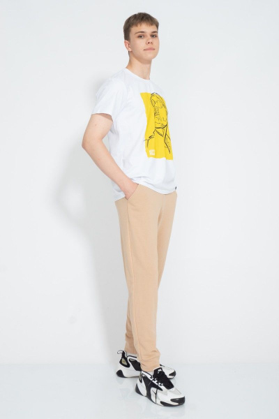 Белая мужская футболка классического кроя из хлопка Kivviwear 1010.29 - фото 3