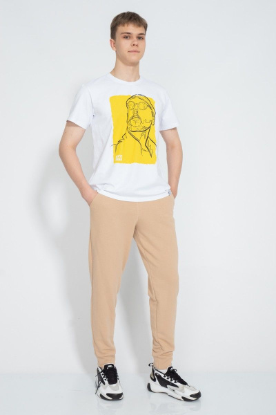 Белая мужская футболка классического кроя из хлопка Kivviwear 1010.29 - фото 2