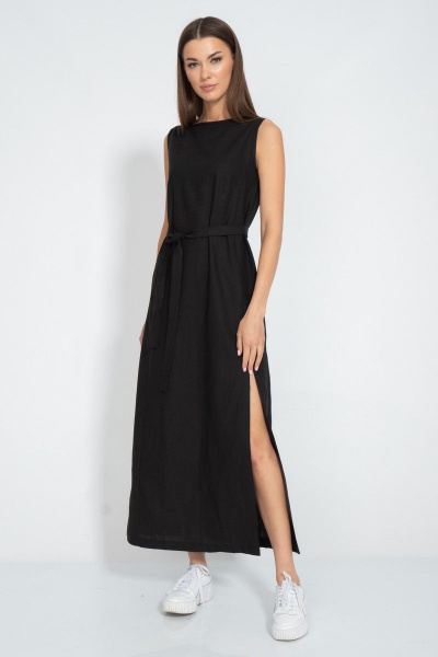 Платье из льна с разрезом и карманами для комфортного летнего лука Kivviwear 3077.02 - фото 16
