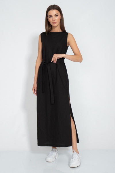 Платье из льна с разрезом и карманами для комфортного летнего лука Kivviwear 3077.02 - фото 15