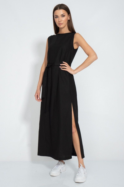 Платье из льна с разрезом и карманами для комфортного летнего лука Kivviwear 3077.02 - фото 13