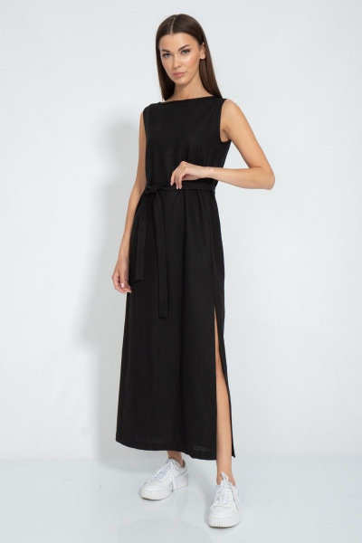 Платье из льна с разрезом и карманами для комфортного летнего лука Kivviwear 3077.02 - фото 12