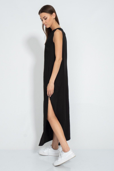 Платье из льна с разрезом и карманами для комфортного летнего лука Kivviwear 3077.02 - фото 11