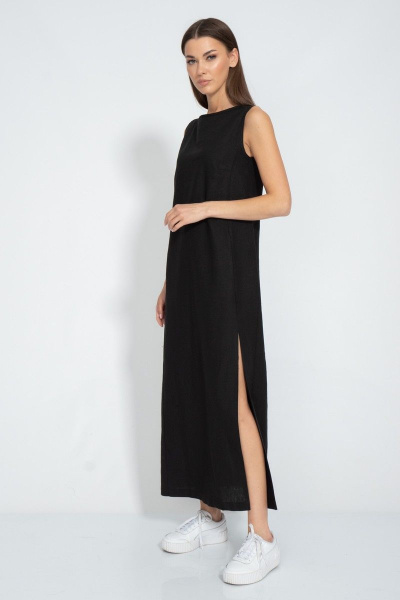Платье из льна с разрезом и карманами для комфортного летнего лука Kivviwear 3077.02 - фото 8