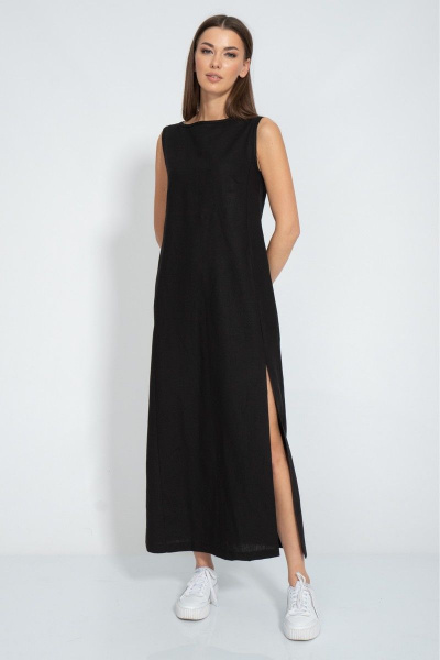 Платье из льна с разрезом и карманами для комфортного летнего лука Kivviwear 3077.02 - фото 3