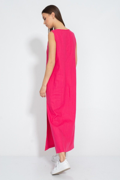 Платье из льна с разрезом и карманами для женственного образа Kivviwear 3077.03 - фото 8