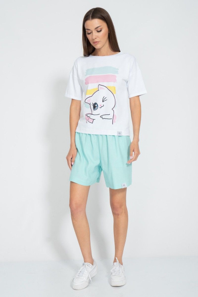 Футболка летняя из хлопка с принтом и удлиненным рукавом Kivviwear 4026.135 - фото 3